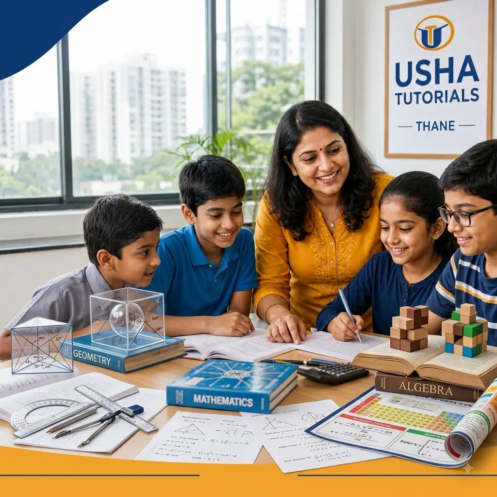 Students with teacher in Math classes at Usha Tutorials
